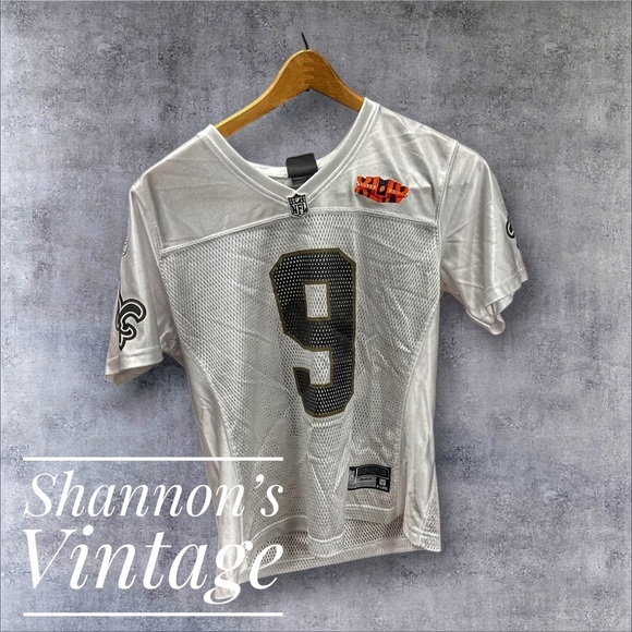 NFL Tops - Reebok New Orleans Saints Drew Brews Super Bowl XLIV Women’s Sz Large Jersey A34